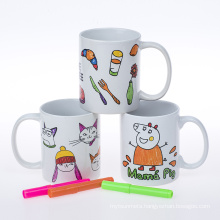 11oz brush pencil  mug  sublimation coating mug with color pen  drawing mug